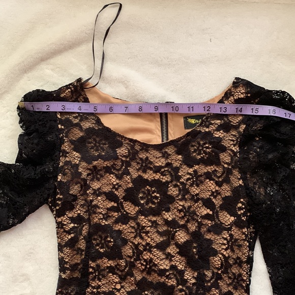 Lace mini dress with tan underlay - Picture 3 of 6